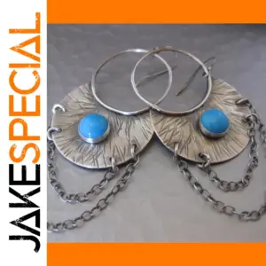Vintage Moon Blue Stone Earrings for Women