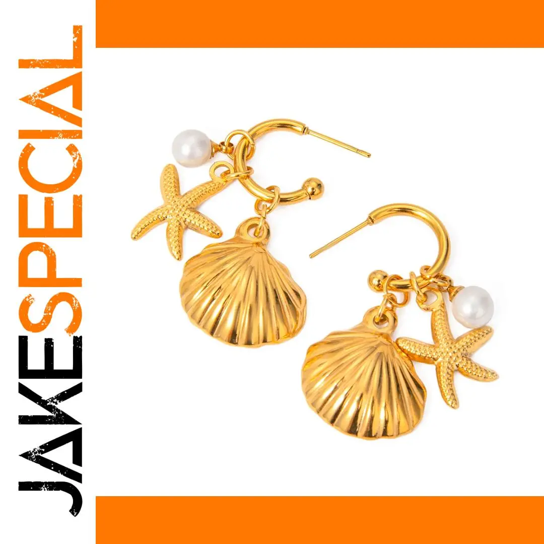 Stainless Steel Nautical Starfish Drop Earrings 1 Stainless Steel Nautical Starfish Drop Earrings