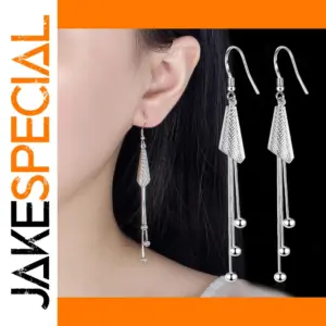 Vintage Silver Drop Earrings with Geometric Design