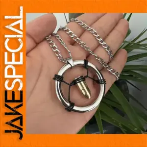 Cyberpunk Zinc Alloy Necklace with Bullet Pendant