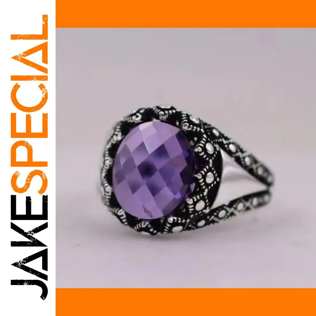 Vintage Black Men's Ring with Purple Zircon 1 Vintage Black Men's Ring with Purple Zircon