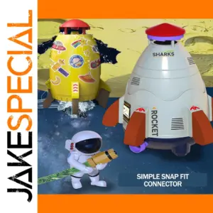 Vibrant Space-Themed Sprinkler Rocket for Kids
