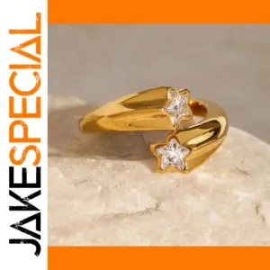 Gold Stainless Steel Celestial Star Ring