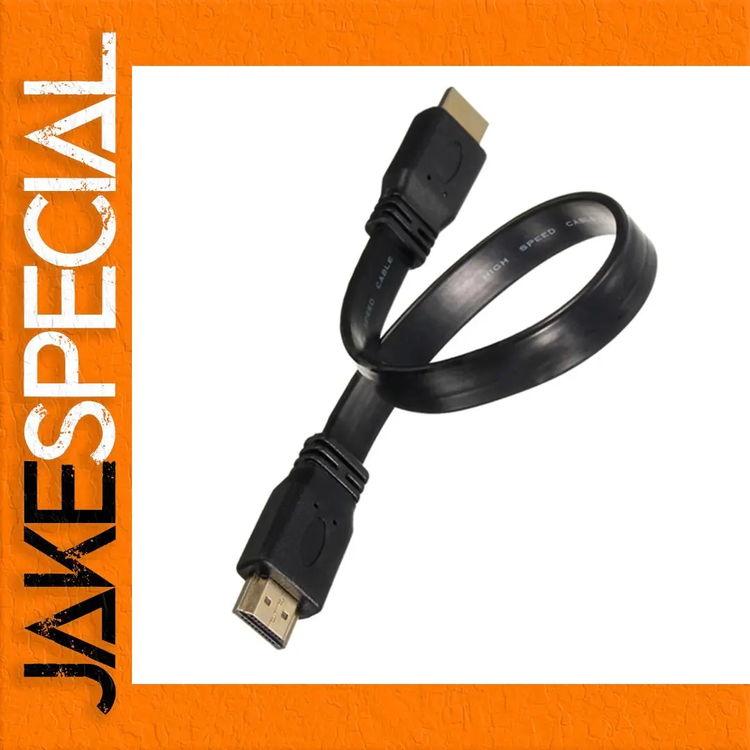 Flat HDMI 1.4 Cable 30cm, Gold-Plated Connectors 1 Flat HDMI 1.4 Cable 30cm, Gold-Plated Connectors