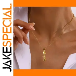 Stainless Steel Fishbone Pendant Necklace