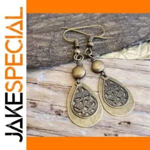 Vintage Waterdrop Earrings with Floral Filigree