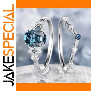 Blue and White Zircon Fashion Ring Set