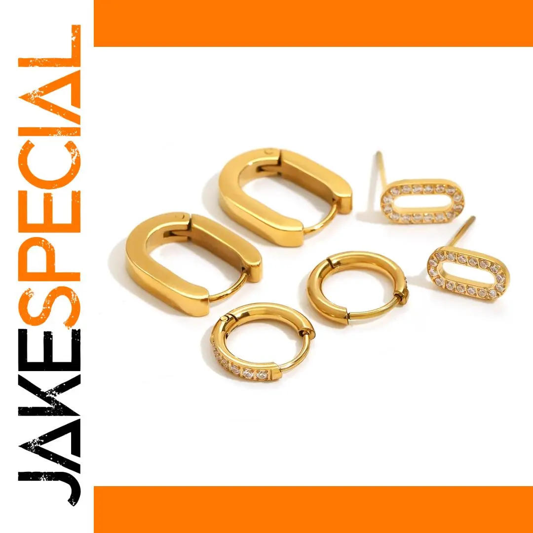 Stainless Steel Geometric U-shaped Earrings 1 Stainless Steel Geometric U-shaped Earrings