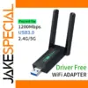 Sleek Dual-Band USB Wireless Adapter 1200 Mbps