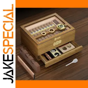 Elegant Black or Brown Cigar Humidor with Digital Hygrometer