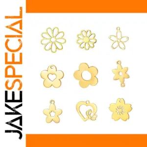 Gold and Steel Flower Charms Set for Jewelry