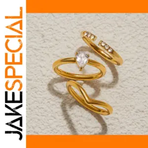 Gold Stainless Steel Water Drop Stackable Ring