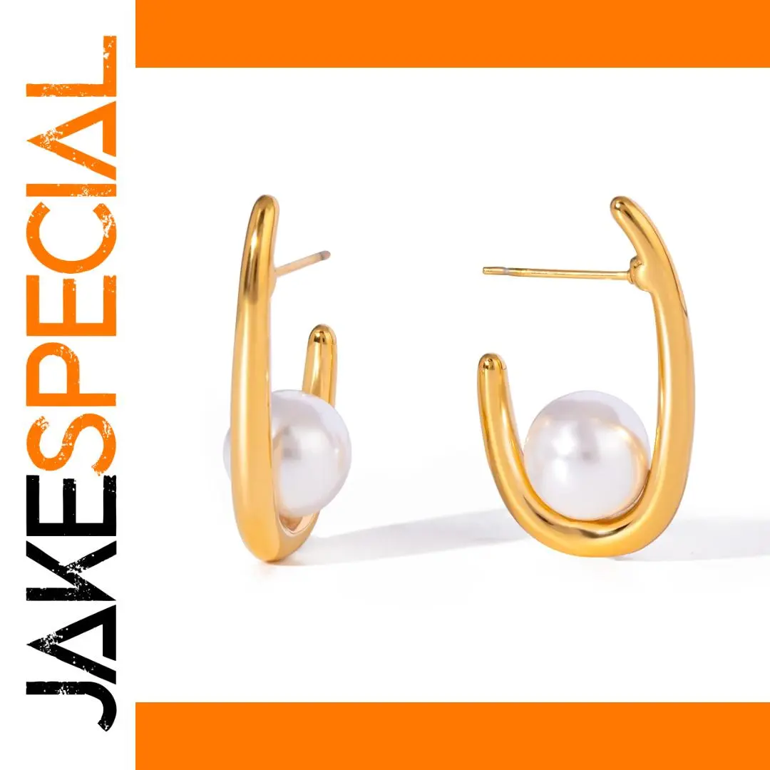 Elegant Stainless Steel Faux Pearl Earrings 1 Elegant Stainless Steel Faux Pearl Earrings