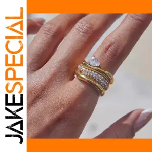 Stainless Steel White Zircon Waterdrop Ring