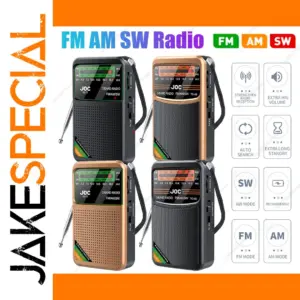 Mini Full-Band Portable Radio in Black and Gold