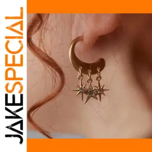 Stainless Steel C-Shaped Earrings with Stars