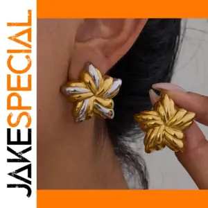 Stainless Steel Two-Tone Star Earrings