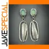 Vintage Green Stone Drop Earrings
