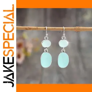 Vintage Silver Drop Earrings with Blue Patterns