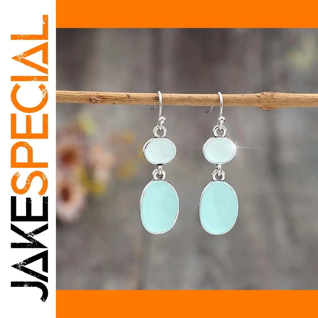 Vintage Silver Drop Earrings with Blue Patterns 1 Vintage Silver Drop Earrings with Blue Patterns