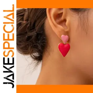 Stainless Steel Pink & Red Heart Earrings