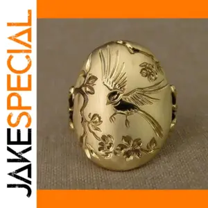 Vintage Floral Geometric Cocktail Ring for Women