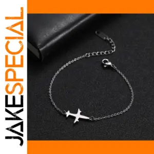 Stainless Steel Airplane Charm Bracelet
