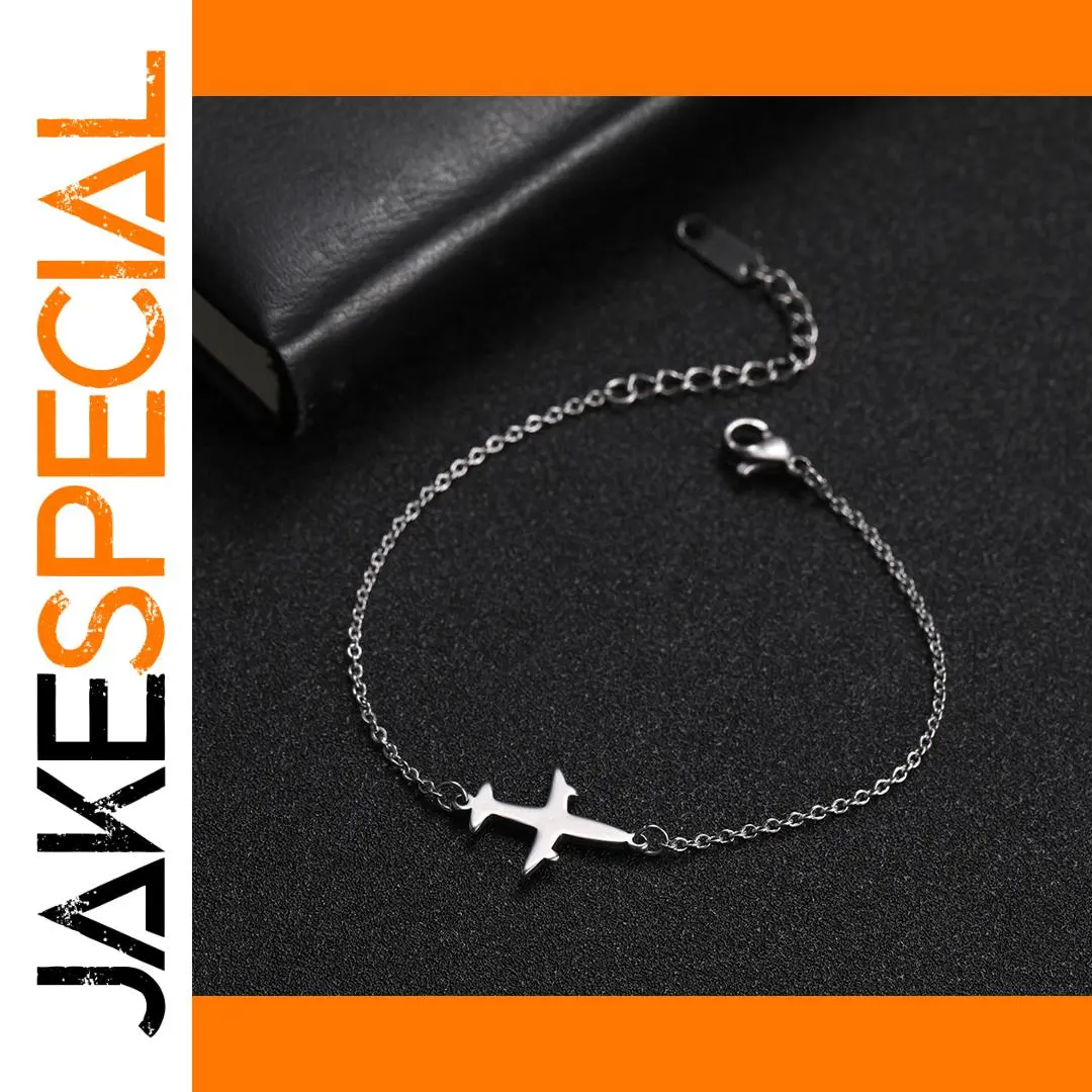 Stainless Steel Airplane Charm Bracelet 1 Stainless Steel Airplane Charm Bracelet
