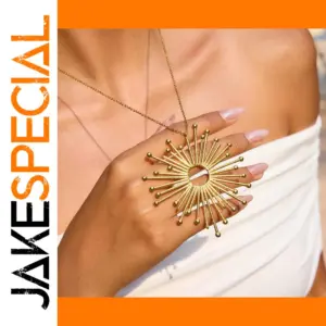 Gold Stainless Steel Sun Pendant Necklace JDN0305021