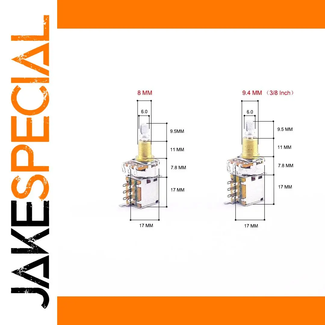 Push-Push Guitar Potentiometer with Brass Shaft 1 Push-Push Guitar Potentiometer with Brass Shaft