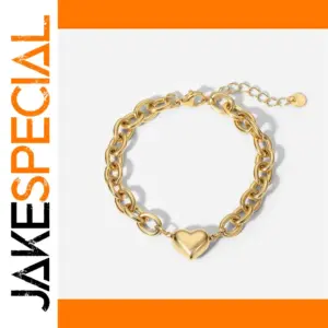 Elegant Gold-Tone Stainless Steel Heart Bracelet