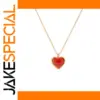 Red Agate Heart Pendant Necklace in Stainless Steel