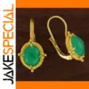 Vintage Green Stone Drop Earrings