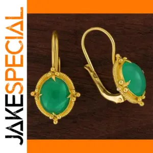Vintage Green Stone Drop Earrings