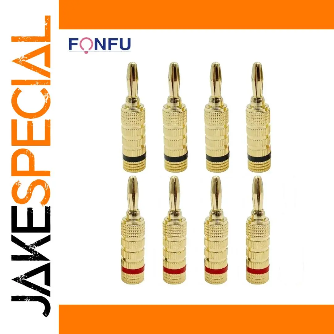 8-Piece 24K Gold-Plated Banana Plug Set for Audio 1 8-Piece 24K Gold-Plated Banana Plug Set for Audio