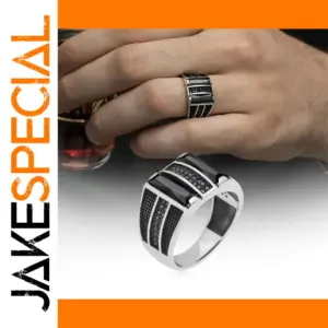 Men's 8mm Geometric Square Ring with Zircon Inlay