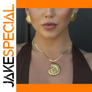 Stainless Steel Gold Conch Drop Earrings