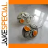 Vintage Silver Leaf Drop Earrings with Orange Stones