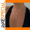 Elegant Gold-Tone Stainless Steel Cross Necklace