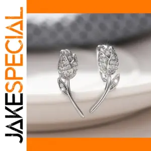 Flower Stud Earrings with Cubic Zirconia