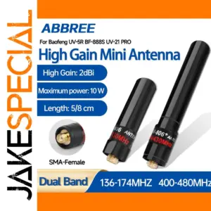 ABBREE 5/8 Inch Dual-Band VHF/UHF Antenna 2 dBi