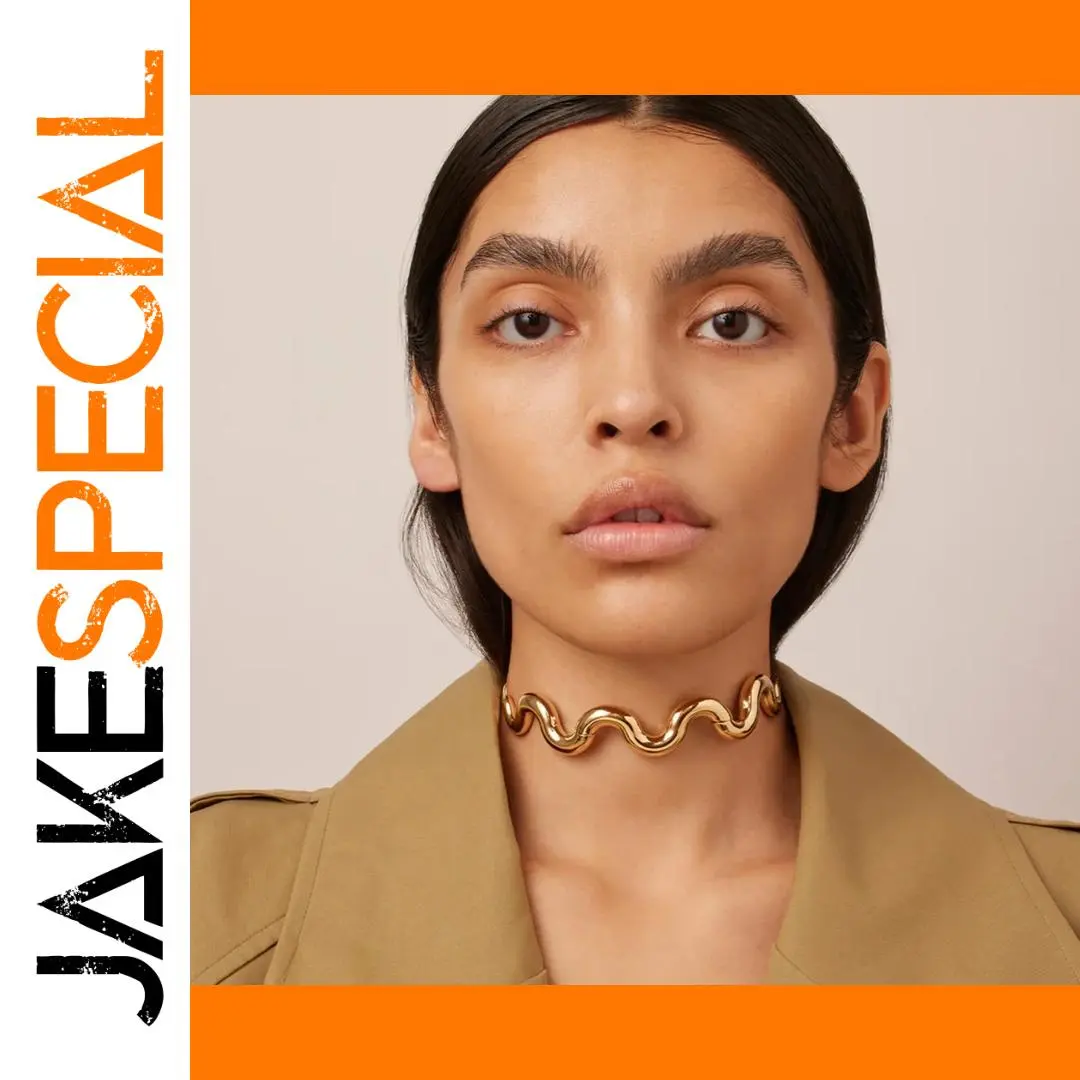 Bold Gold-Tone Stainless Steel Wavy Choker 1 Bold Gold-Tone Stainless Steel Wavy Choker