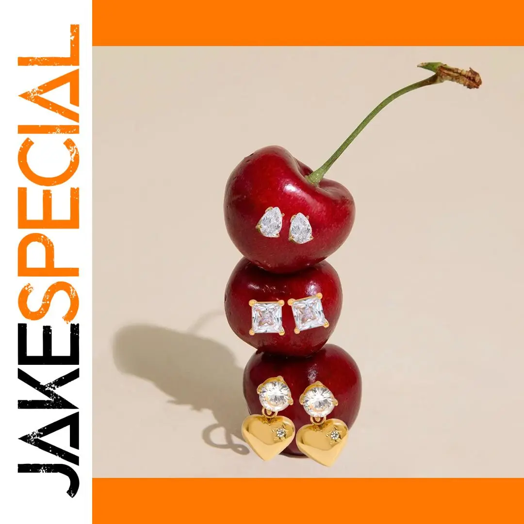 Stainless Steel Heart-Shaped Zircon Earrings 1 Stainless Steel Heart-Shaped Zircon Earrings