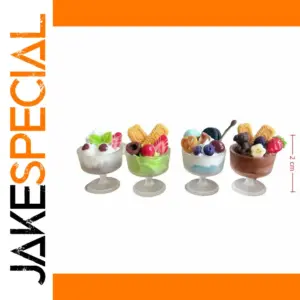 Miniature Dollhouse Ice Cream Set with Toppings