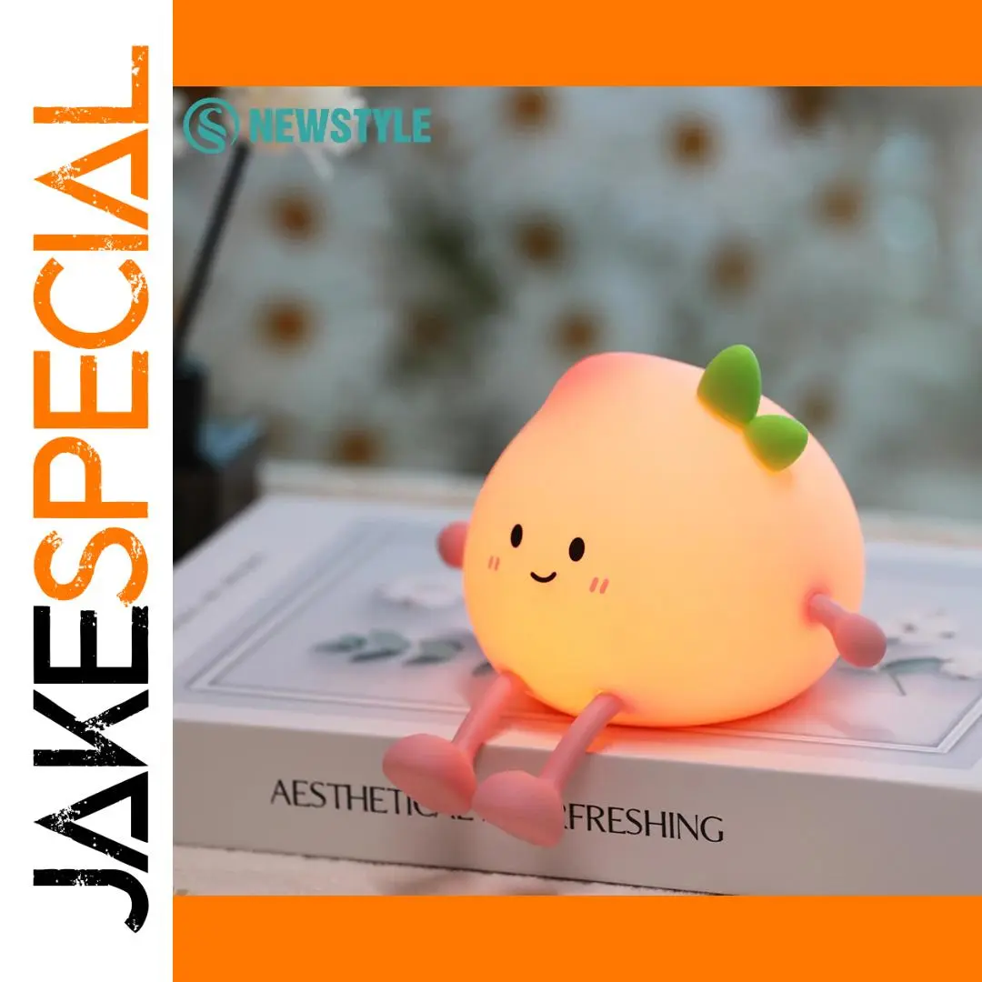 Peach-Shaped Silicone Night Light with RGB Colors 1 Peach-Shaped Silicone Night Light with RGB Colors