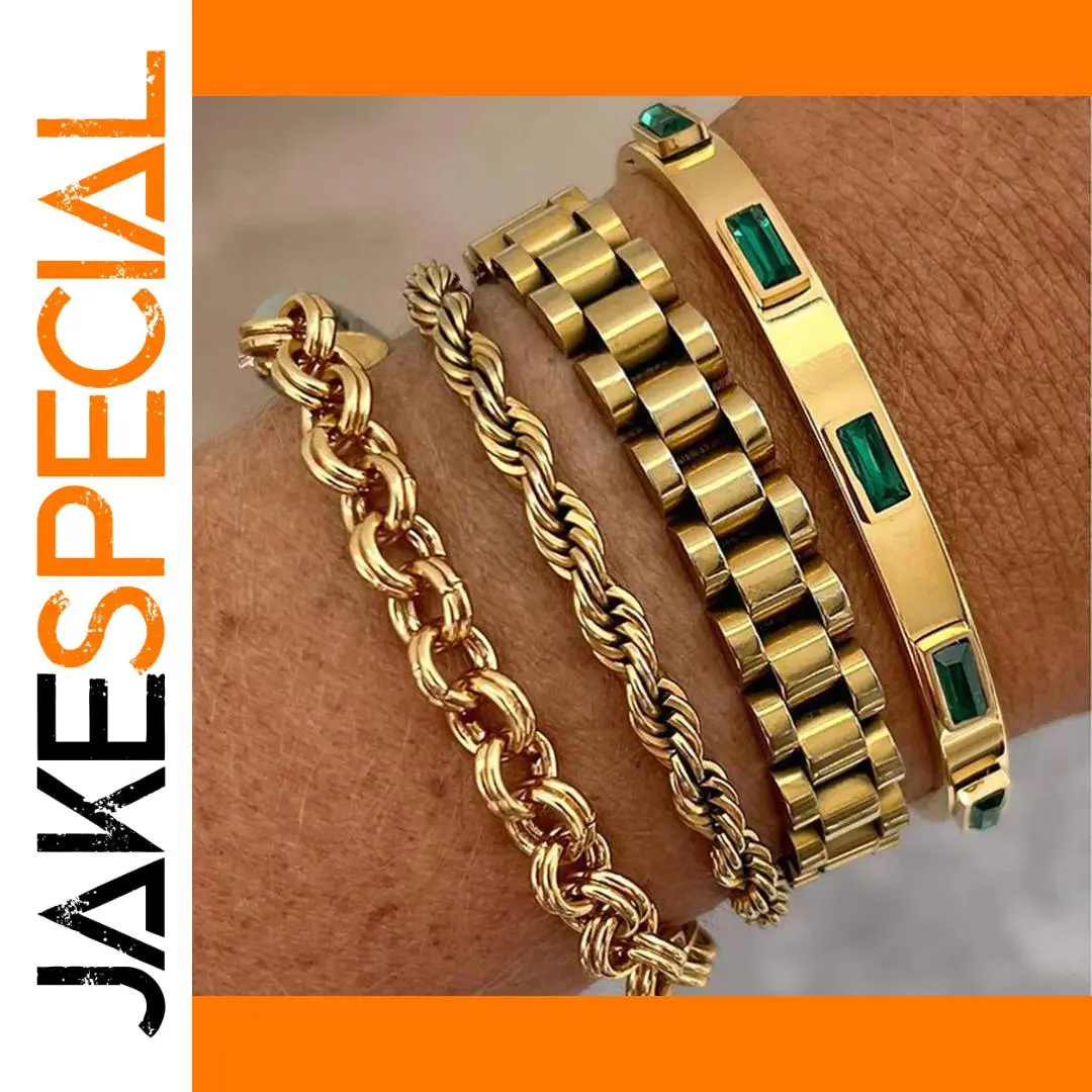 Stainless Steel Gold Chain Bracelet for Men Women 1 Stainless Steel Gold Chain Bracelet for Men Women
