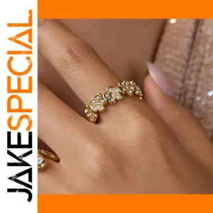 Elegant Gold-Tone Stainless Steel Floral Ring