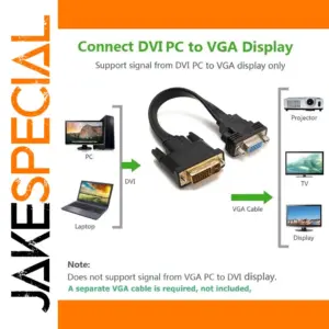 Active DVI-D to VGA Adapter for Monitors