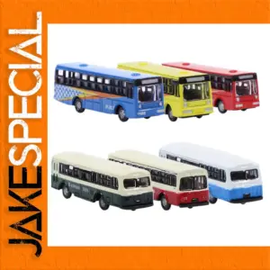 Set of Six N Scale Miniature Bus Models