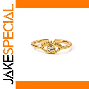 Elegant Stainless Steel Eye Ring with Crystal Center